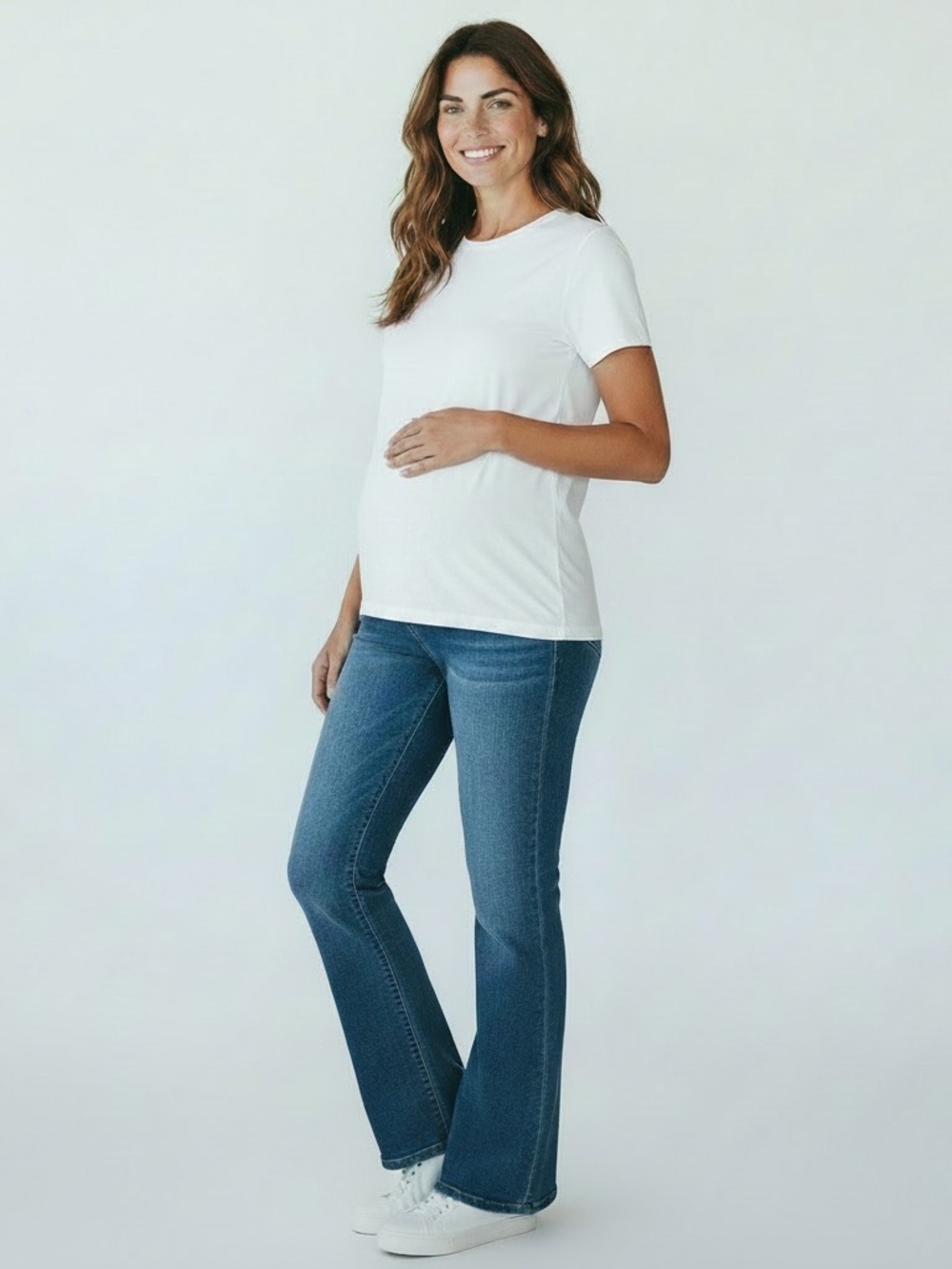 Three Seasons Maternity M Classic Mid-Rise Bootcut Jeans w/ Elastic Waistbands
